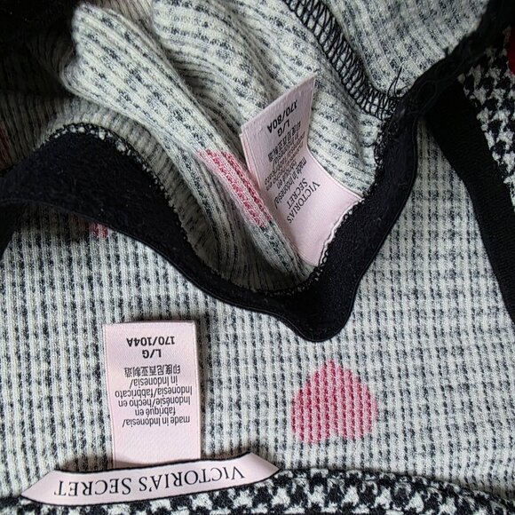 y2k Victoria's Secret Girly Femi Cottage Coquette Gingham & Hearts Thermal PJ's - Picture 6 of 14